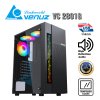 VENUZ ATX Tempered Glass Gaming Case VC 2801G with LED RGB Strip & VF1299 12cm Rainbow RGB Fan x 3 – Black