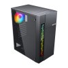 VENUZ ATX Tempered Glass Gaming Case VC 2801G with LED RGB Strip & VF1299 12cm Rainbow RGB Fan x 3 – Black