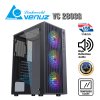 VENUZ ATX Tempered Glass Gaming Case VC 2803G with  VF1299 12cm Rainbow RGB Fan x 3 – Black