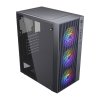 VENUZ ATX Tempered Glass Gaming Case VC 2803G with  VF1299 12cm Rainbow RGB Fan x 3 – Black