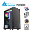 VENUZ ATX Tempered Glass Gaming Case VC 2805G with LED RGB Strip & VF1299 12cm Rainbow RGB Fan x 3 – Black