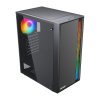 VENUZ ATX Tempered Glass Gaming Case VC 2805G with LED RGB Strip & VF1299 12cm Rainbow RGB Fan x 3 – Black