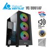 VENUZ Acrylic Side ATX Computer Case VC 3301AF with VF1299 12cm Rainbow RGB Fan x 3 – Black