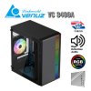 VENUZ micro ATX Computer Case VC 3409A with RGB LED Strip & VF1299 12cm Rainbow RGB Fan x 1 – Black