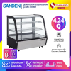 ตู้แช่เค้กวางเคาร์เตอร์กระจกโค้ง Sanden รุ่น SKC-0090R ขนาด 4.24Q มี 2 ชั้นวาง สีดำ