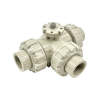 WF - PP-H DIN STD. Direct Mount 3-Way Ball Valve L Port