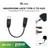 Gizmo หางหนู สายแปลง เชื่อมต่อ TYPE C to Aux Audio 3.5 mm สำหรับหูฟัง และชาร์จ GA-011