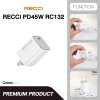 Recci PD 45W GaN Fast Charger รุ่น RC132 หัวชาร์จเร็วเทคโนโลยี GaN ขนาดจิ๋ว จ่ายไฟแรง White