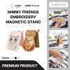 Nimmy Friend Embroidery Magnetic Stand ขาตั้งโทรศัพท์แม่เหล็กพร้อมช่องใส่บัตร ลายงานปัก 3D