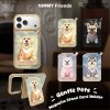 Nimmy Friend Embroidery Magnetic Stand แปะหลังโทรศัพท์แม่เหล็กใส่บัตร ลายปักน้องหมา 3D