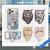 Nimmy Friend Magnetic Stand Denim Fashion ขาตั้งติดหลังโทรศัพท์ยีนส์ปักลายแมว 3D พร้อมกระจกในตัว