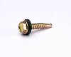 สกรูหกเหลี่ยม ปลายสว่าน# 10-16x3.1/2" รุ้งทอง  (แหวนยาง) แปเหล็ก