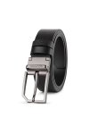 เข็มขัดหนังแท้ Snip Corner Rectangle Pin Buckle Belt