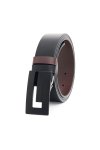 เข็มขัดผู้ชาย Brick Plaque Buckle Leather Belt - Black