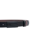 เข็มขัดผู้ชาย Brick Plaque Buckle Leather Belt - Black