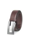 เข็มขัดผู้ชาย Brick Plaque Buckle Leather Belt - Brown