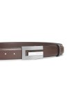 เข็มขัดผู้ชาย Brick Plaque Buckle Leather Belt - Brown