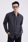 Textured Seersucker Shirt - Dark Grey