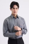เสื้อเชิ้ตแขนยาว SMOOTH & STRETCH Textured Smart Fit Shirt - Dark Grey