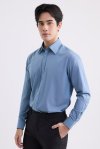 เสื้อเชิ้ตแขนยาว SMOOTH & STRETCH Textured Smart Fit Shirt - Navy