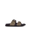 รองเท้าแตะแบบสวม Double Buckle Sandals - Beige