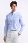 เสื้อเชิ้ตแขนยาว EASY CARE Striped Regular Fit Shirt – Blue