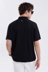 เสื้อโปโล Waffle-Knit Polo Shirt - Black