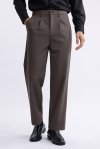 กางเกงขายาว Pleated Elastic-Waist Pants - Brown