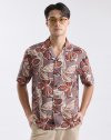 เสื้อเชิ้ตแขนสั้น Brown Blossom Print Hawaii Shirt