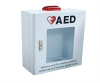 AED storage cabinet with alarm