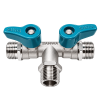 มินิบอลวาล์ว 3 ทาง 2 วาล์ว (ผผผ.) ขนาด 1/2" 4 หุน SANWA รุ่น BV 3M2V 15 MMM