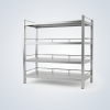 Free-Standing 4-Tier Stainless Steel Solid Shelving Unit with Three-Side Low Guard Rails
