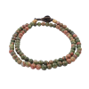 Real Unakite 6mm stone necklace with coconut button