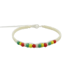 Macrame bracelet with 3mm glass beads rasta color