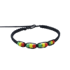 Macrame bracelet with 3mm glass beads rasta color