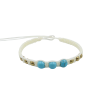 Macrame bracelet with 6mm dyed blue turqouise and 3mm brass beads
