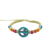Macrame bracelet with dyed blue turqouise peace pendant