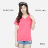 เสื้อยืดคอวีแขนสั้นคอทตอน100% สีโอโรส