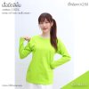 เสื้อยืดคอกลมแขนยาวคอทตอน100% สีเขียวมะนาว