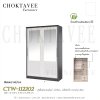 ตู้เสื้อผ้าบานสไลด์ 120ซม. 2ลิ้นชักใน กระจกคู่ เรียบ CTW-112202
