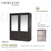 ตู้เสื้อผ้าบานสไลด์ 150ซม. 3ลิ้นชักใน กระจกคู่ เรียบ CTW-115502