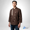 Chef Cocoa Line เสื้อเชฟคอจีน แขนยาว สีน้ำตาลเข้มตัดครีม