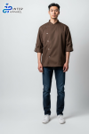 Brown Edge Minimalist Chef Jacket – Dark Brown