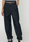 Unwashed Denim Scallop Pants - Raw Denim