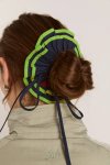 piping tie scrunchie - navy/lime
