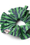 Frill edge scrunchie - navy pop green stripe