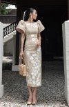 Hemp floral  Embroidered Dress