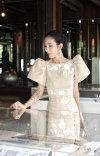 Hemp floral  Embroidered Dress