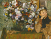 A Woman Seated beside a Vase of Flowers