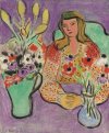 Jeune fille aux anémones sur fond violet" (1944)